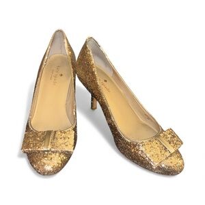 Kate Spade Gold Glitter Heels size 6M